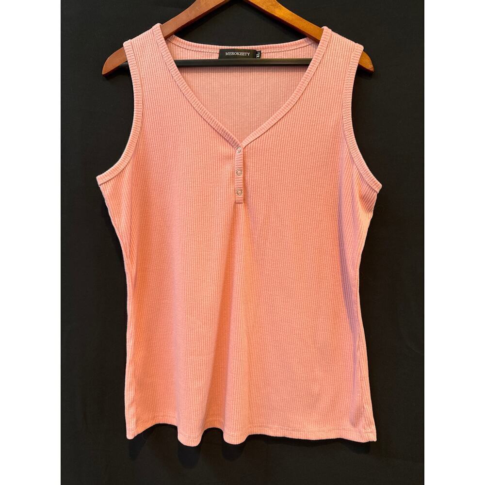 Women’s Merokeety V Neck Pink Tank Top XL